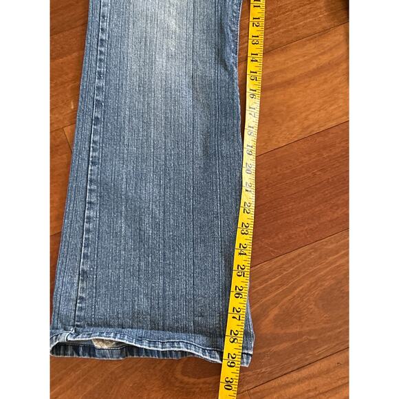 Y2K Anchor Blue Floral Patchwork Wide Leg Jeans - Picture 5 of 8